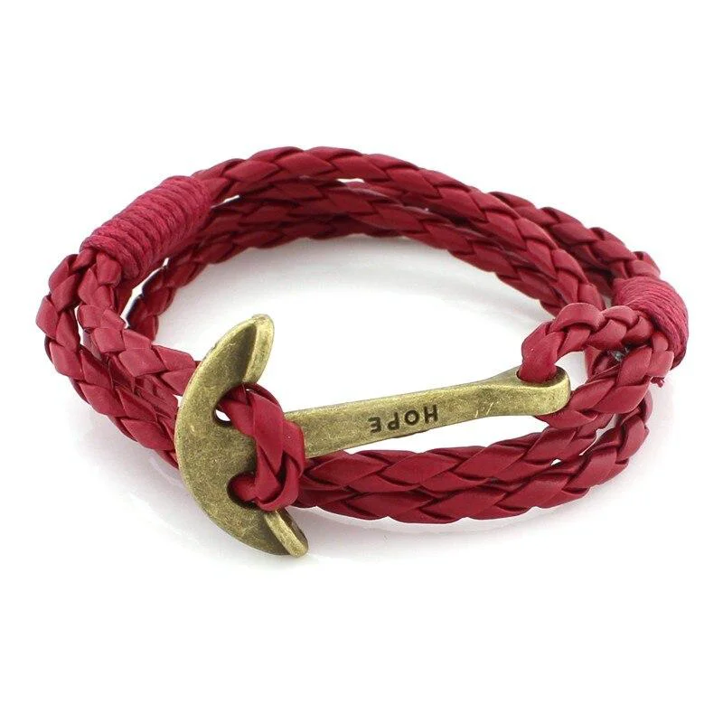 Solid Hope Bronze Anchor Leather Bracelet Exceptional