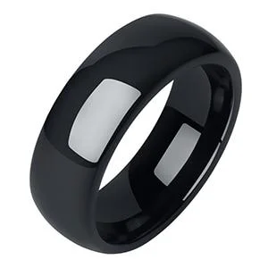 Contemporary Black Smooth Polished Ceramic Ring Elegant