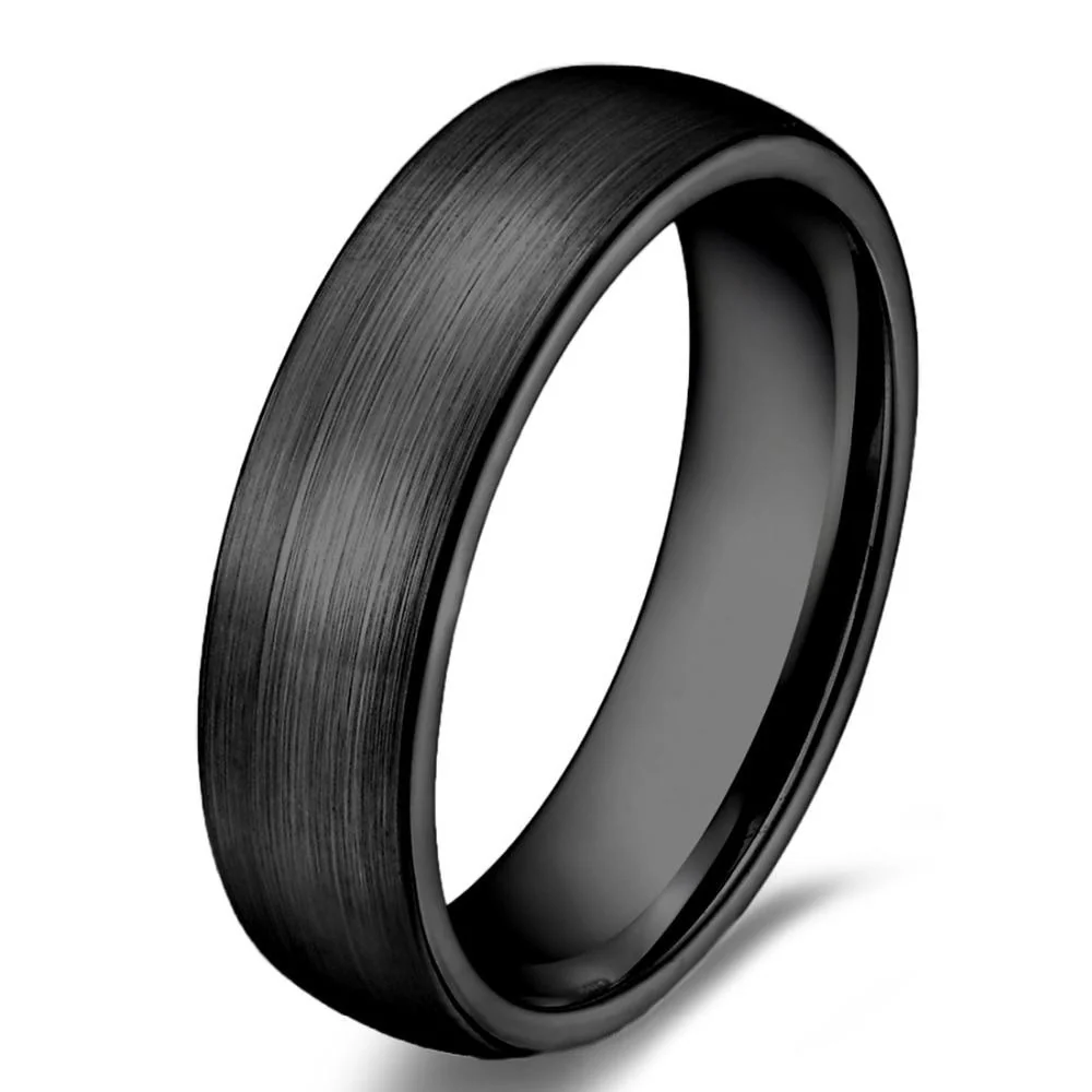 Practical Brushed Flat Black Ceramic Ring Versatile