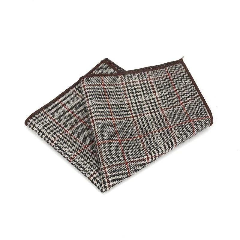Carefully Designed Tartan Plaid Grey Wool Pocket Square Expertly Made