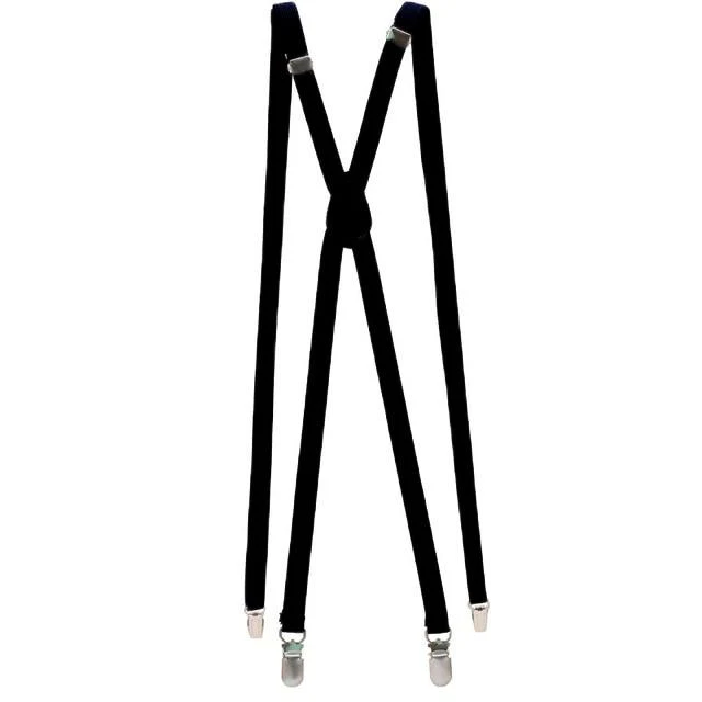 World-Class Adjustable Solid Skinny Suspenders With Clips Eco-Friendly