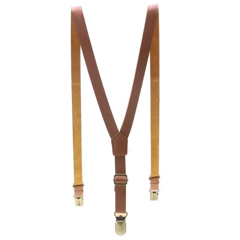Breathable Skinny Leather Single Clip Suspenders Specialty