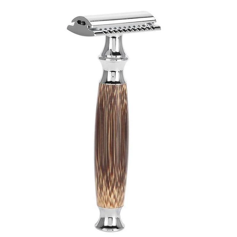 Luxury Double-Edged Safety Razor With Bamboo Wood Handle Smart