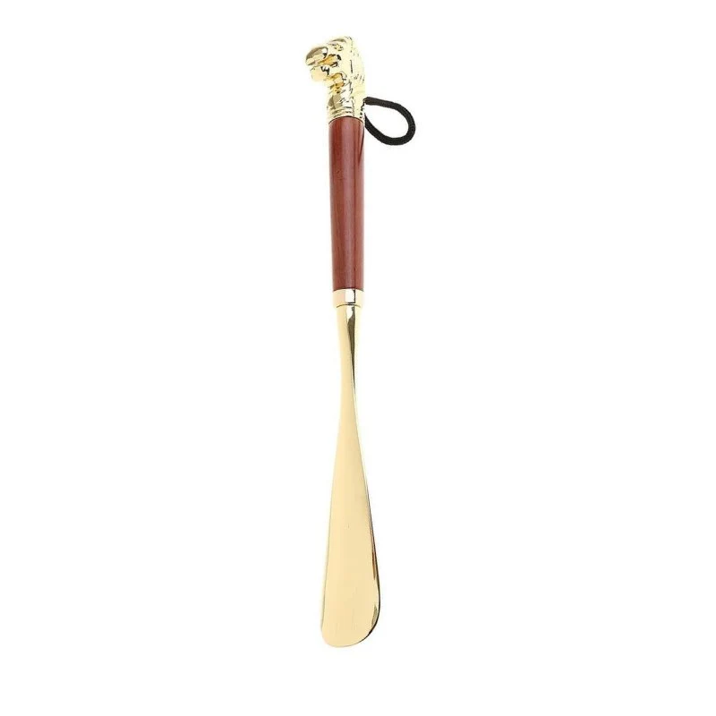 Exclusive Gold-Tone Lion Head Metal Shoehorn Green