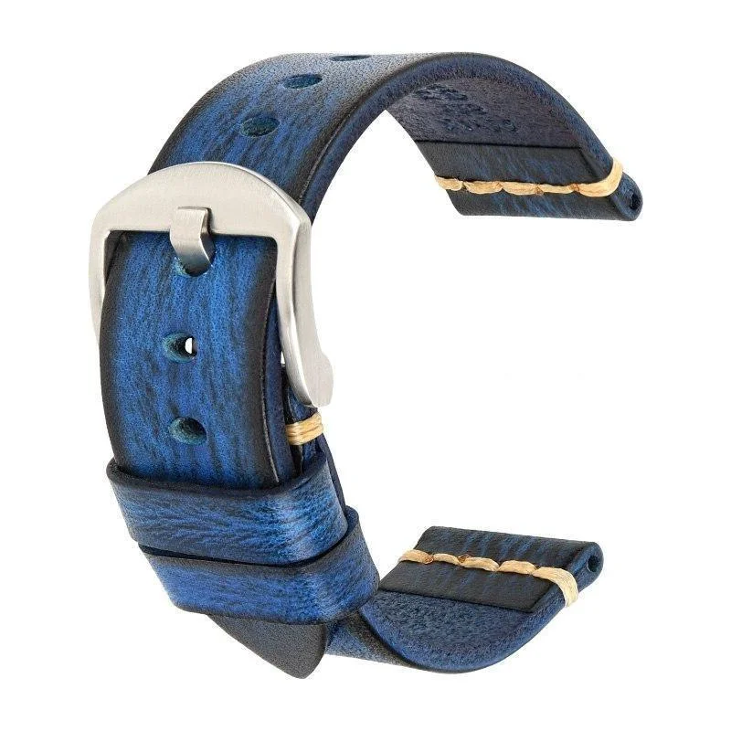 Excellent Gaston Tanned Calfskin Watch Strap With Silver Tang Buckle Luxury