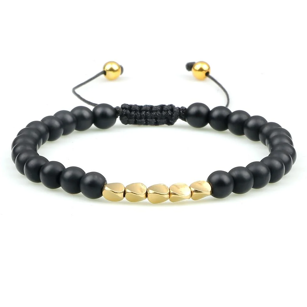 High-Grade Atrani Matte Black Beaded Bracelet Selected