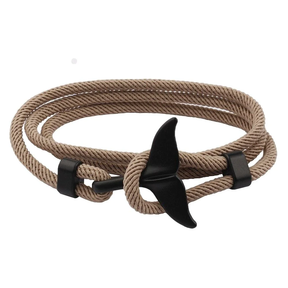 Easy-to-Use Pulsera de cuerda con cola de ballena negra Stylish