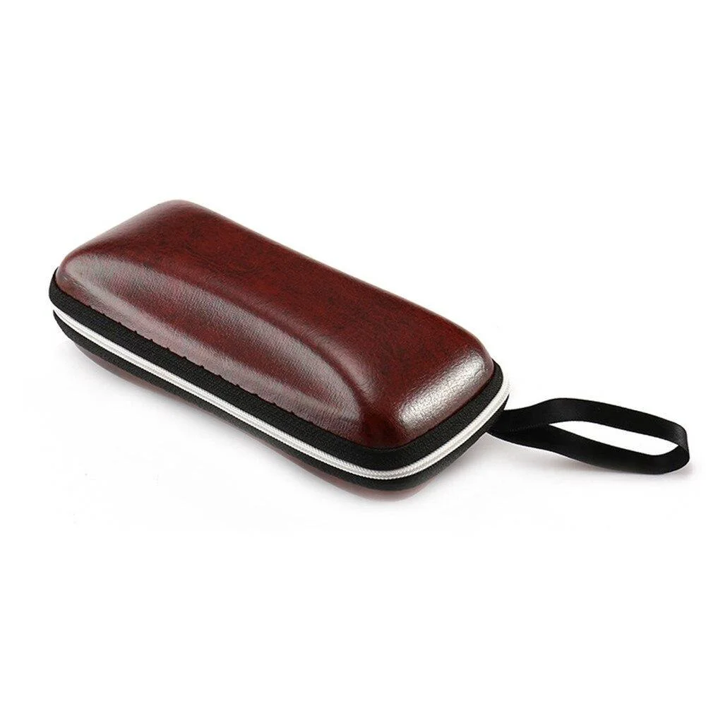 Excellent Funda de piel con cremallera para gafas de sol Safe