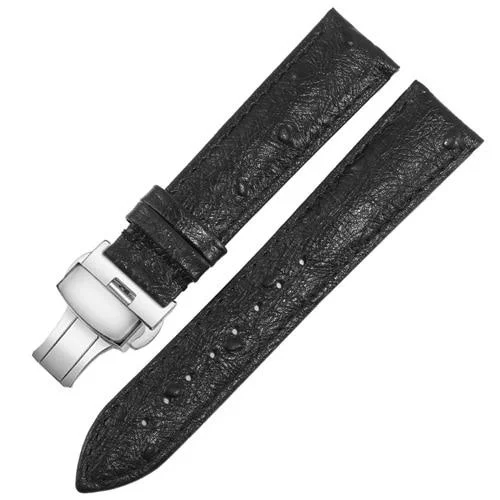 Practical Iris Correa de reloj de piel con motivo de avestruz y cierre desplegable Sustainable