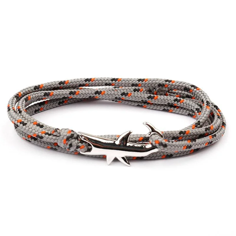 Specialty Pulsera de cuerda náutica Tiburón de plata Contemporary