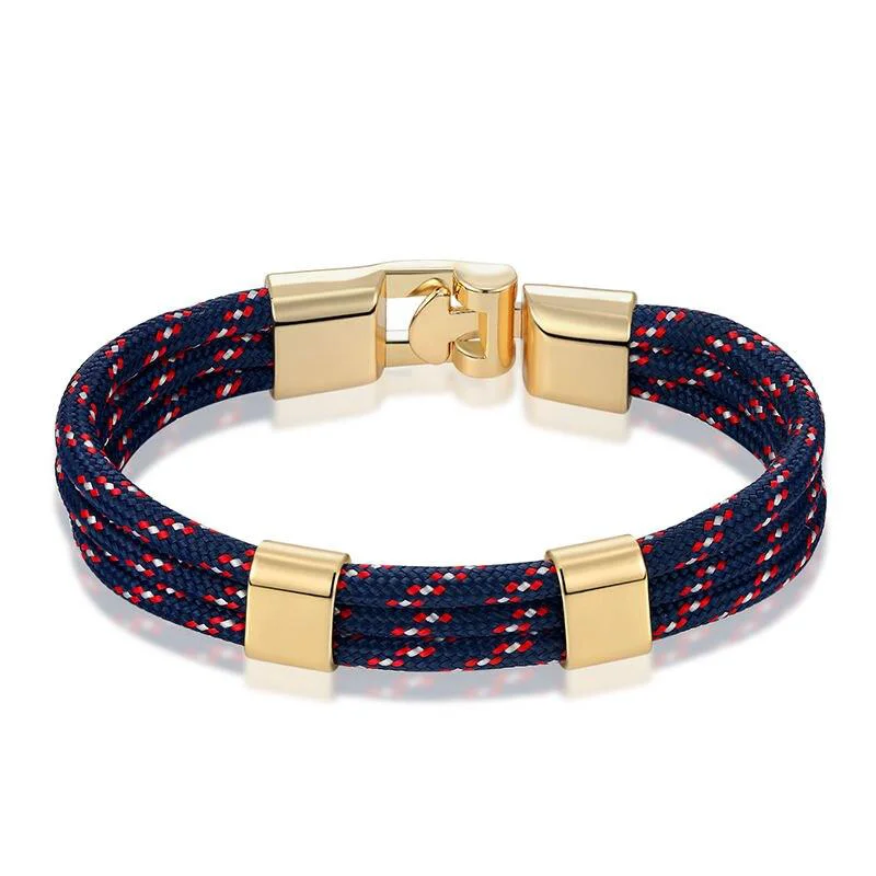 Pure Gianluigi Pulsera de cuerda náutica con hebilla dorada Safe