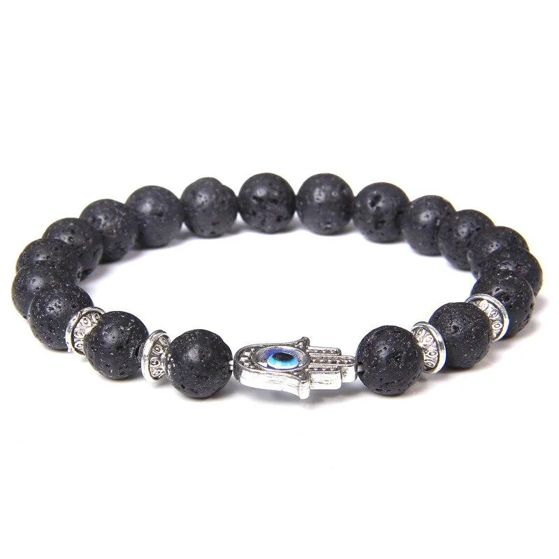 Easy-to-Use Pulsera de cuentas con la mano de Fátima y piedras de mal de ojo Genuine