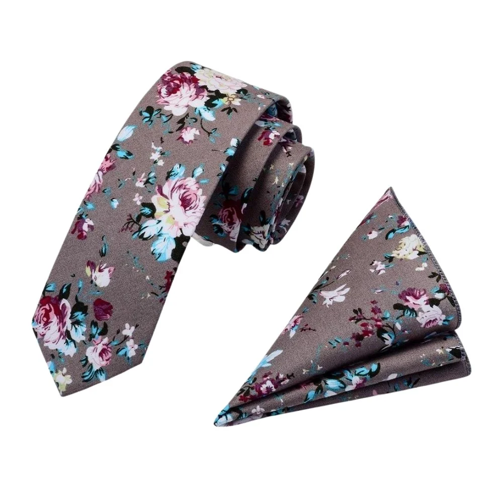 Durable Set de corbata de algodón floral Expertly Made