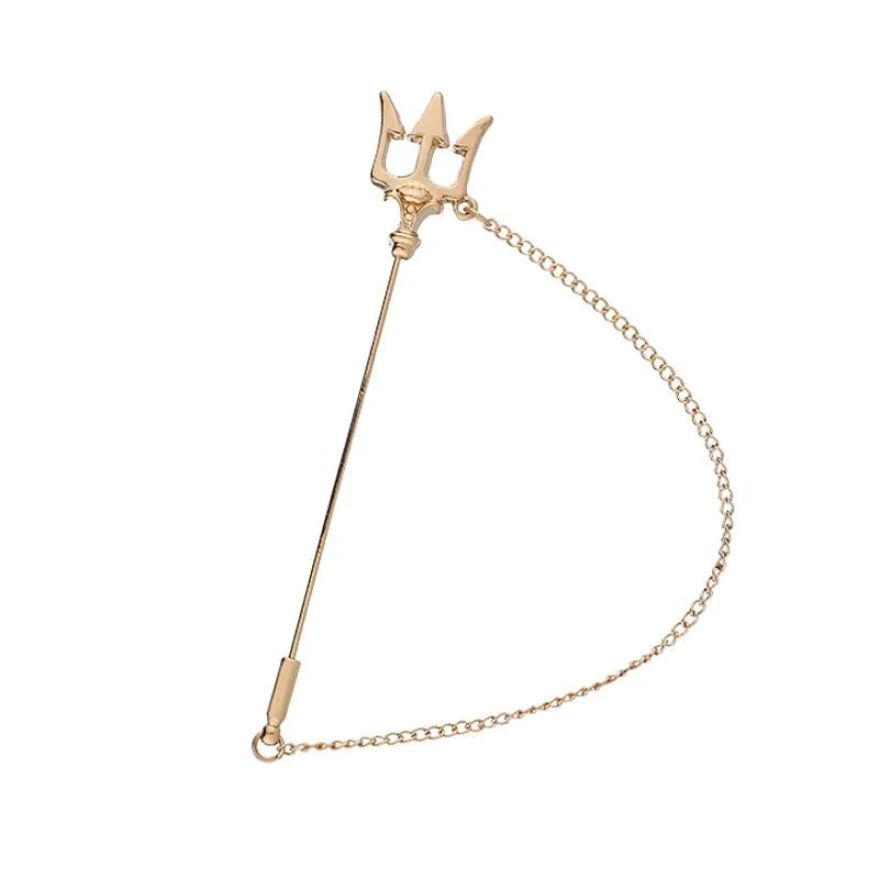 Carefully Designed Alfiler de solapa Tridente con cadena Exclusive