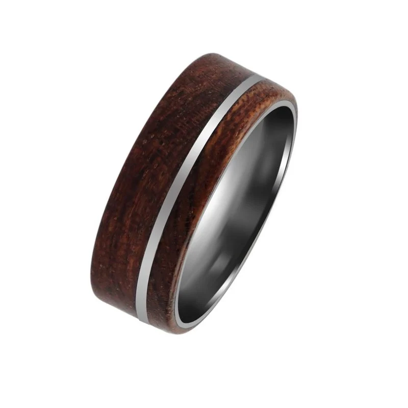 Practical Anillo de sándalo y acero inoxidable Premium
