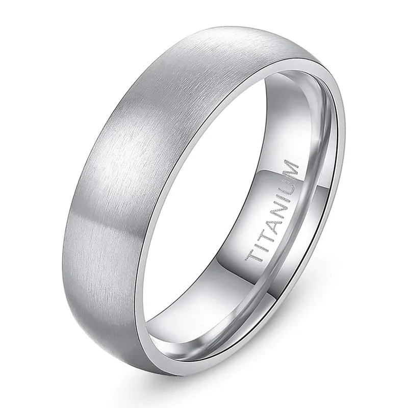Quality Anillo minimalista de titanio plateado cepillado Soft