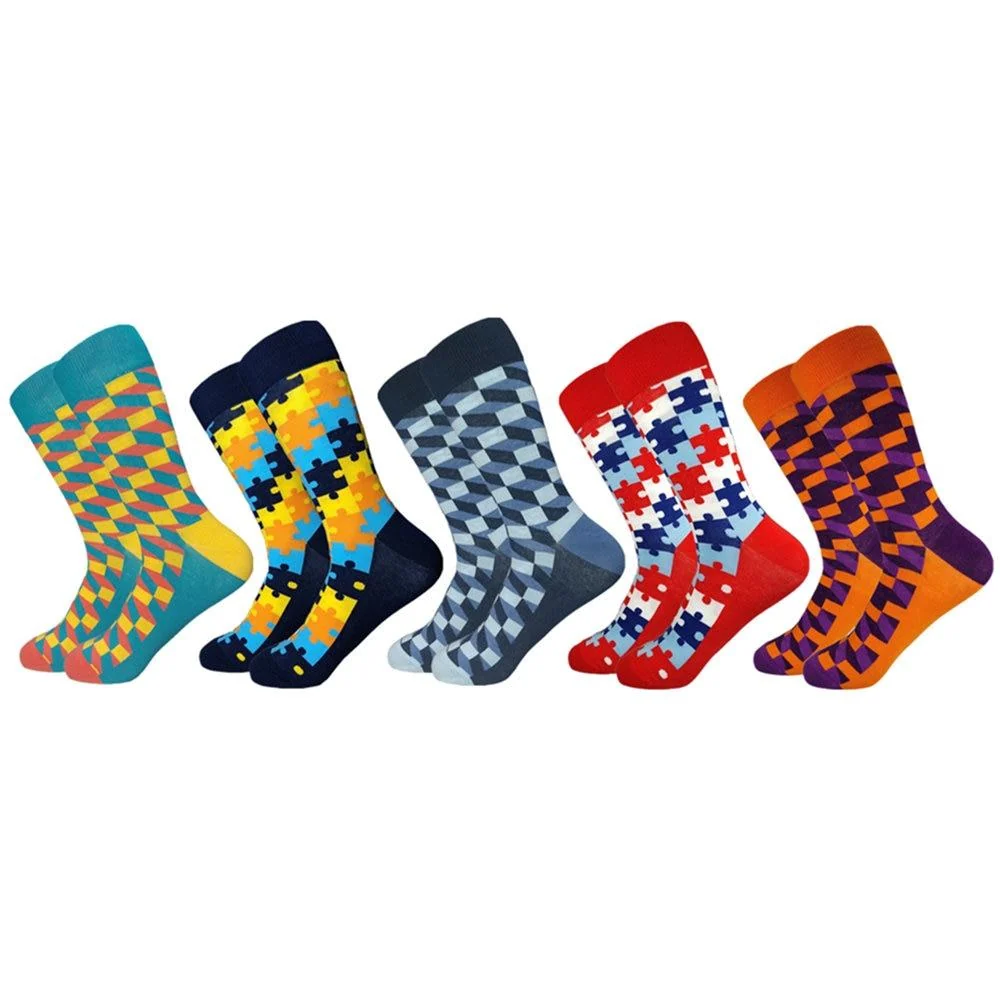 Healthy Juego de calcetines casuales Puzzle Mix de alto algodón Minimalist