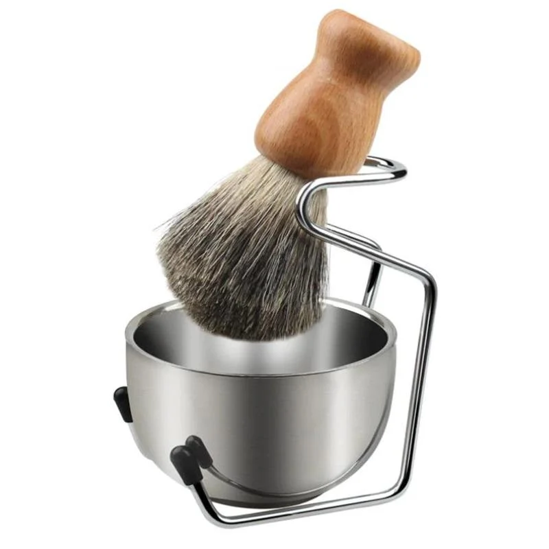 Classic Set de brocha y bol de afeitado de acero inoxidable Verified