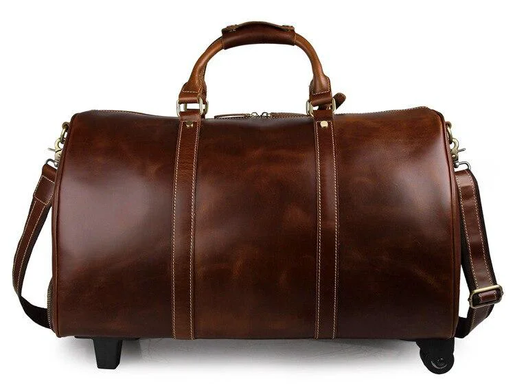 Unique Theodore Bolso Trolley Duffel de piel plena flor Trendy