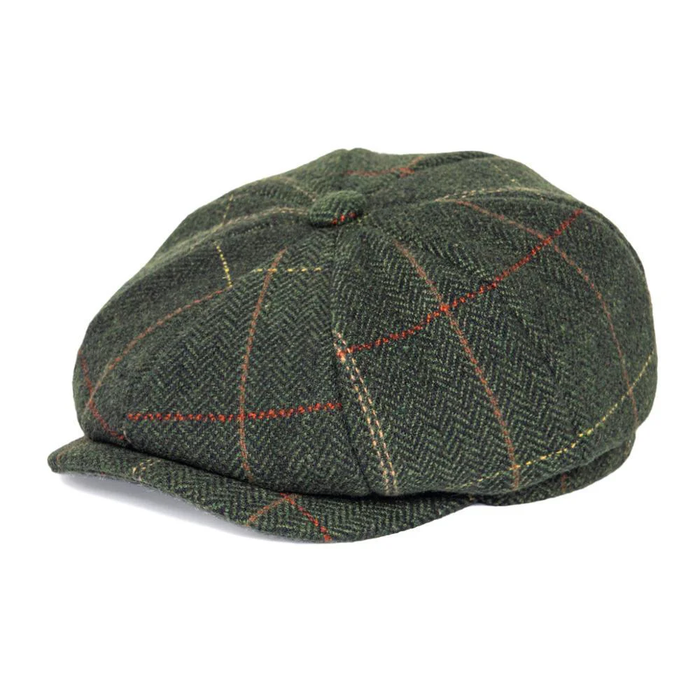 World-Class Herringbone Tweed a cuadros Newsboy Gorra Lightweight