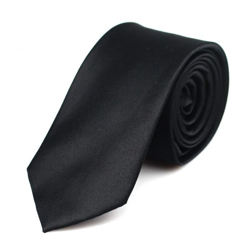 Contemporary Corbata Slim Negra Sólida Advanced