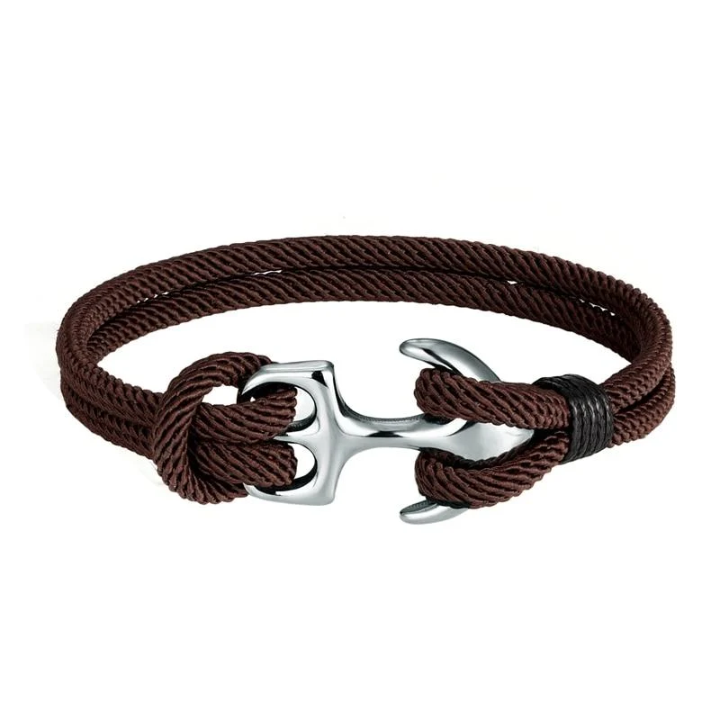 Quality Gordi Ancla de plata Pulsera de cuerda maciza Secure