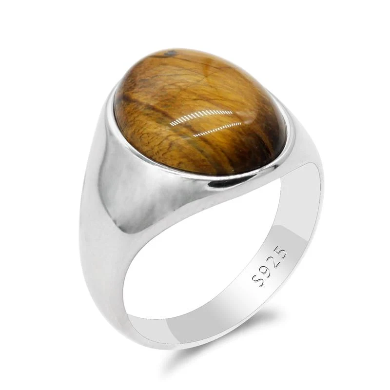 High-End Anillo de plata de ley 925 con ojo de tigre Elegant
