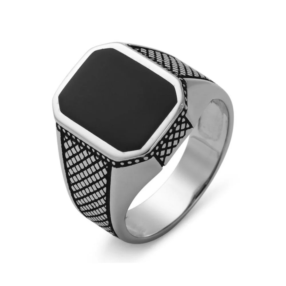 World-Class Krist Anillo de sello de plata de ley 925 Fine