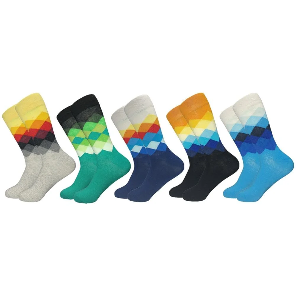 Artisan Calcetines altos de algodón francés Casual Plaid 5 pares Efficient
