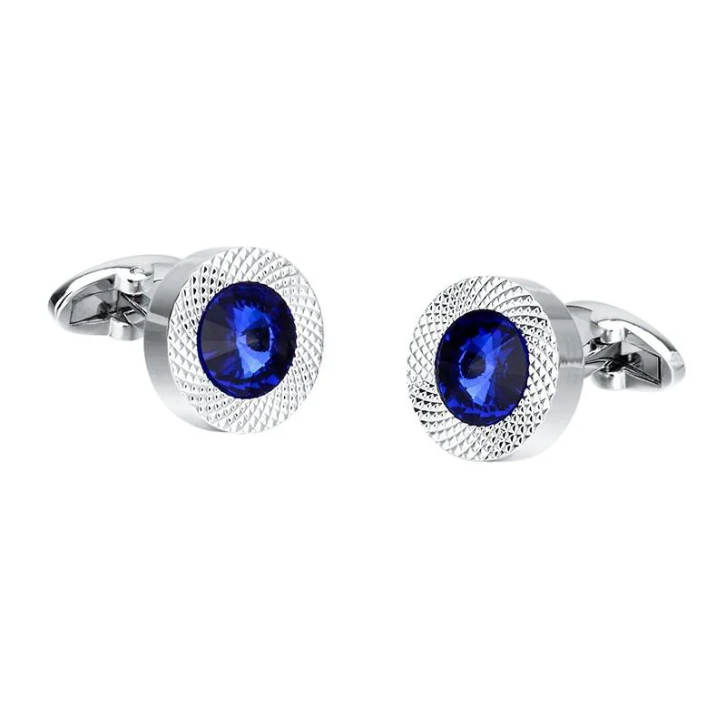 Proven Jacque Round Blue Crystal Cufflinks Unique