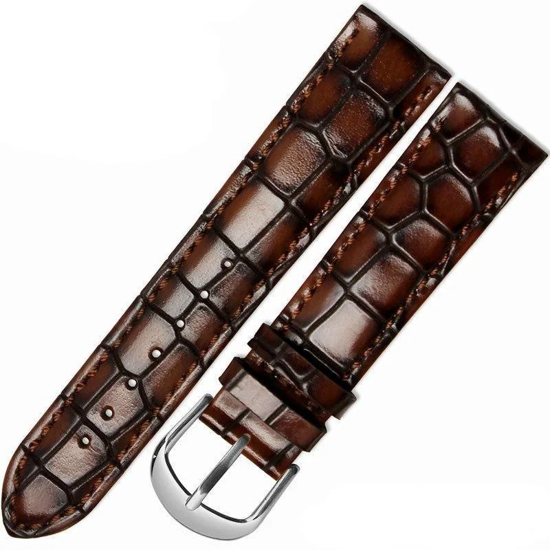 Premium Silvio Embossed Leather Watch Strap With Silver Buckle Stylish