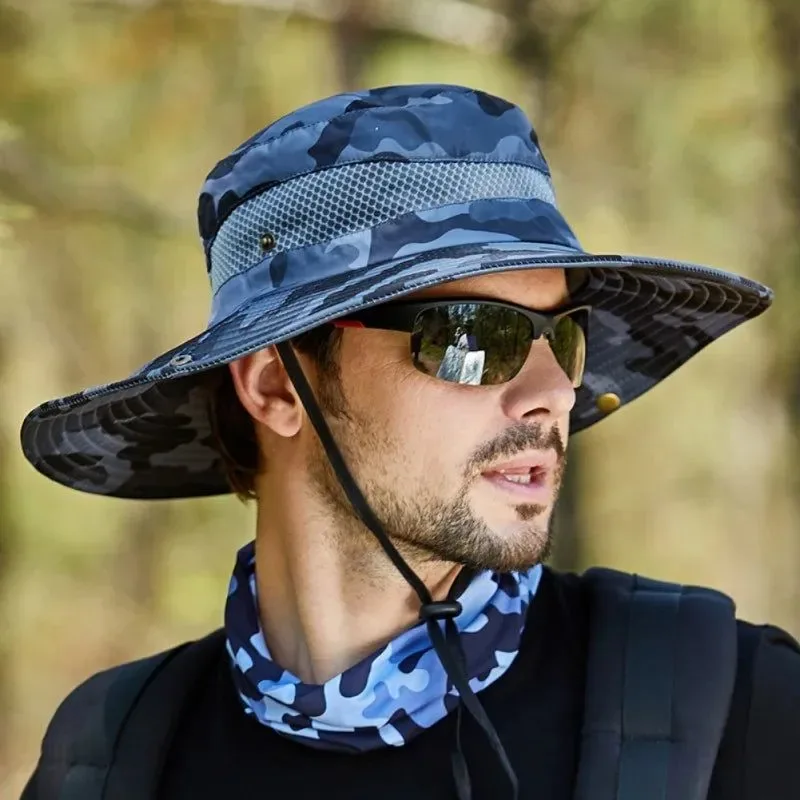 Effective Men's Wide Brim Boonie Bucket Hat – UPF 50 UV Protection Breathable Mesh Adjustable Fit Solid