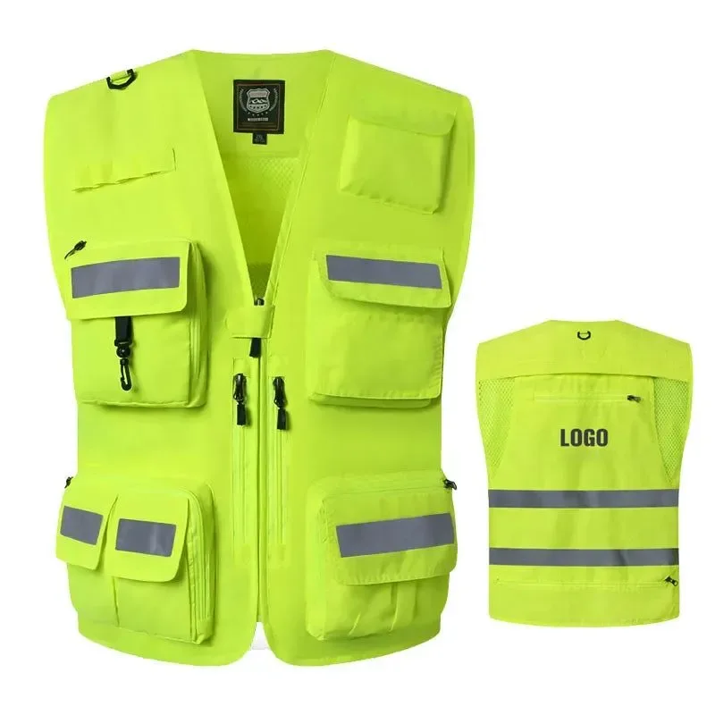 Convenient Chaleco reflectante de rescate de emergencia - Multibolsillos de comunicación para oficiales de seguridad contra incendios. Ropa de trabajo. Quality