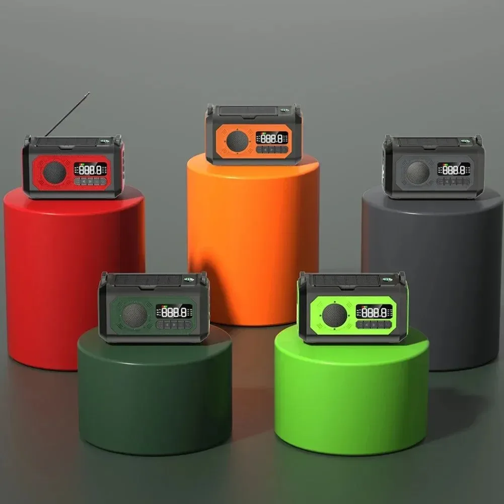 Elegant Radio meteorológica portátil de emergencia de 12000 mAh con AM FM NOAA paneles solares duales manivela linterna y lámpara de lectura para acampar al aire libre. Solid
