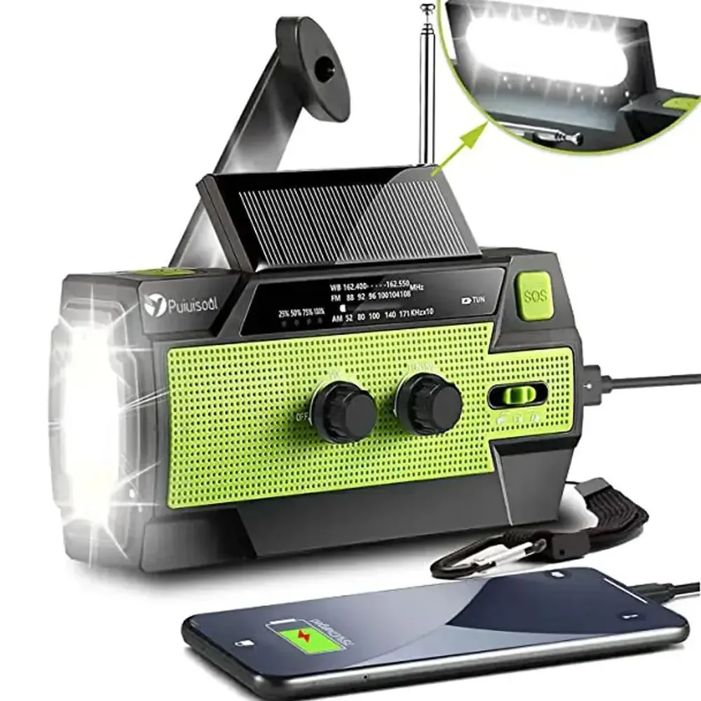 Certified Radio de emergencia para prevención de desastres con manivela solar linterna LED recargable y luz de lectura Fine Crafted