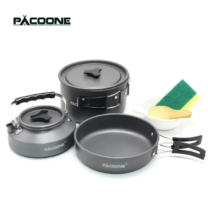 Practical Juego de utensilios de cocina para acampar kit portátil para cocinar al aire libre con olla hervidor de agua sartén y vajilla para senderismo y picnics. Outstanding