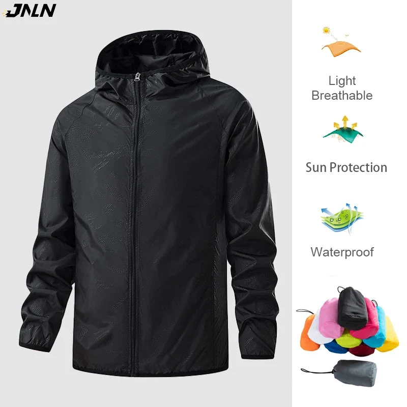 Green Unisex Waterproof Windbreaker Hiking Jacket – Anti-UV Quick-Dry Packable Rain Coat for Camping Climbing Refined