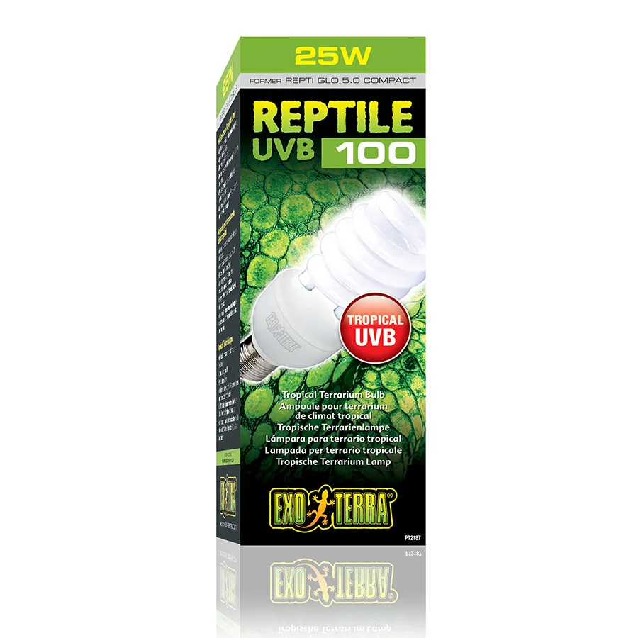 Smooth Exo Terra Reptile UVB 100 Compact Tropical Lamp 25W Safe
