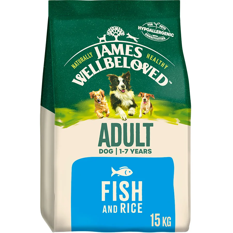 Modern James Wellbeloved Adult Dry Dog Food Fish Rice 15kg Authentic