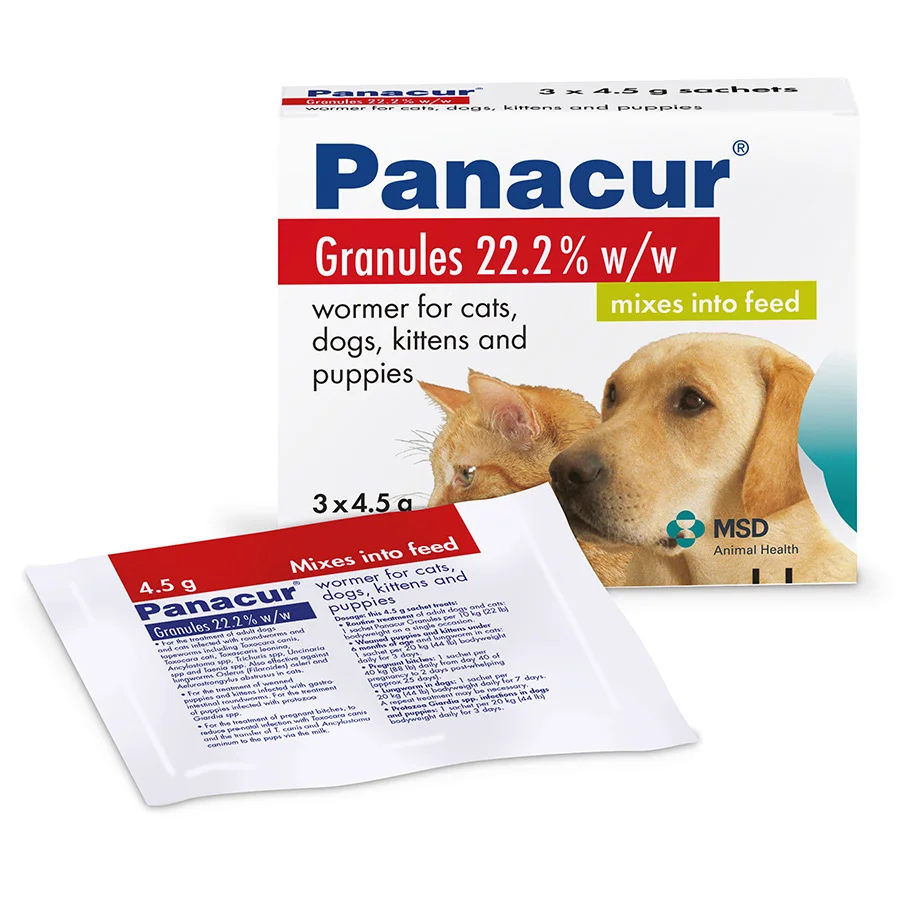 Clean Panacur Worming Granules for Cats， Kittens， Dogs Puppies 3x4.5g Fashionable