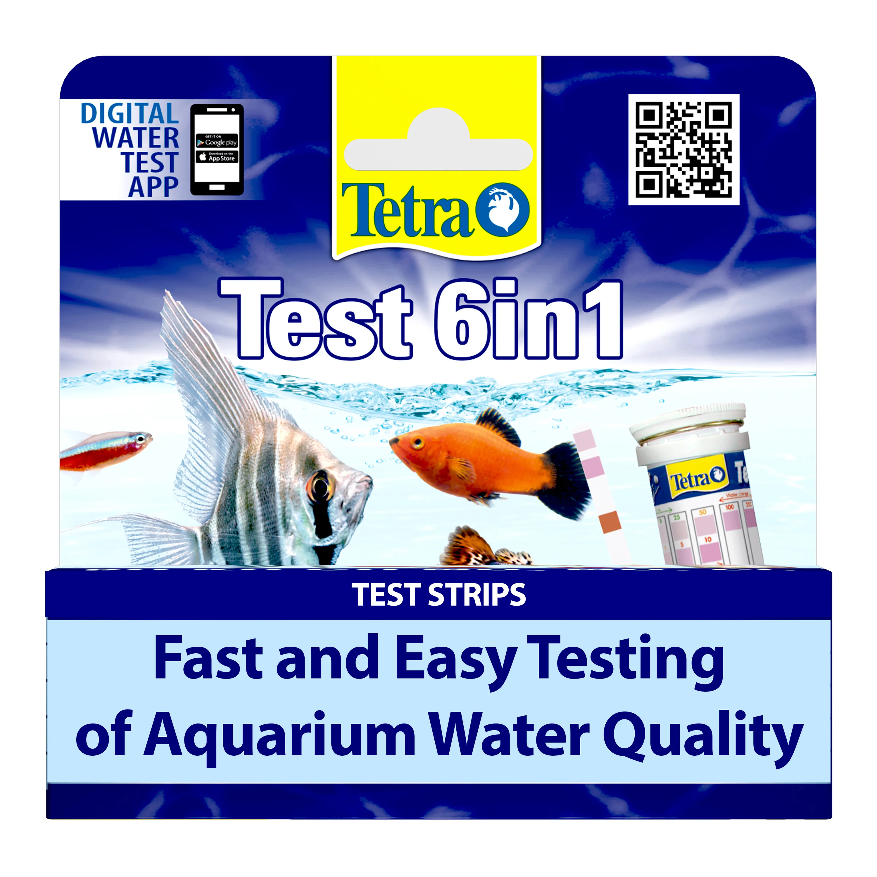 Clean Tetra 6in1 Water Test Strips Coldwater， Temperate Tropical Aquarium 25 Pack Long-Lasting