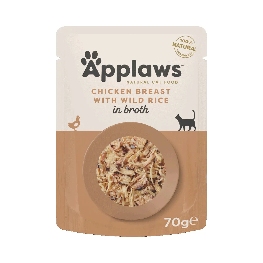 Dependable Applaws Natural Wet Adult Cat Food Chicken Breast with Rice in Broth 70g Pouch Pure