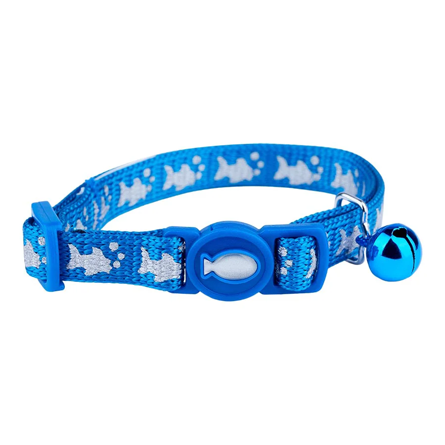 Excellent Pets at Home Reflective Fish Cat Collar Blue Trendy