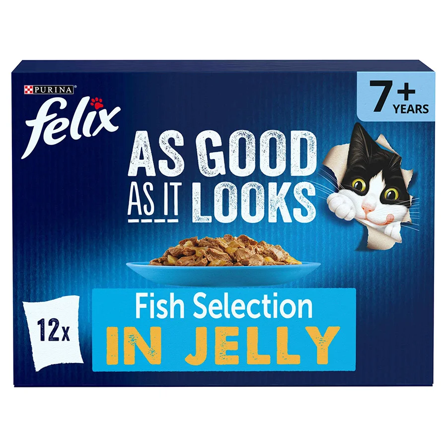 Top-Quality Felix Senior 7 Wet Cat Food Fish Selection In Jelly 12x100g Sophisticated
