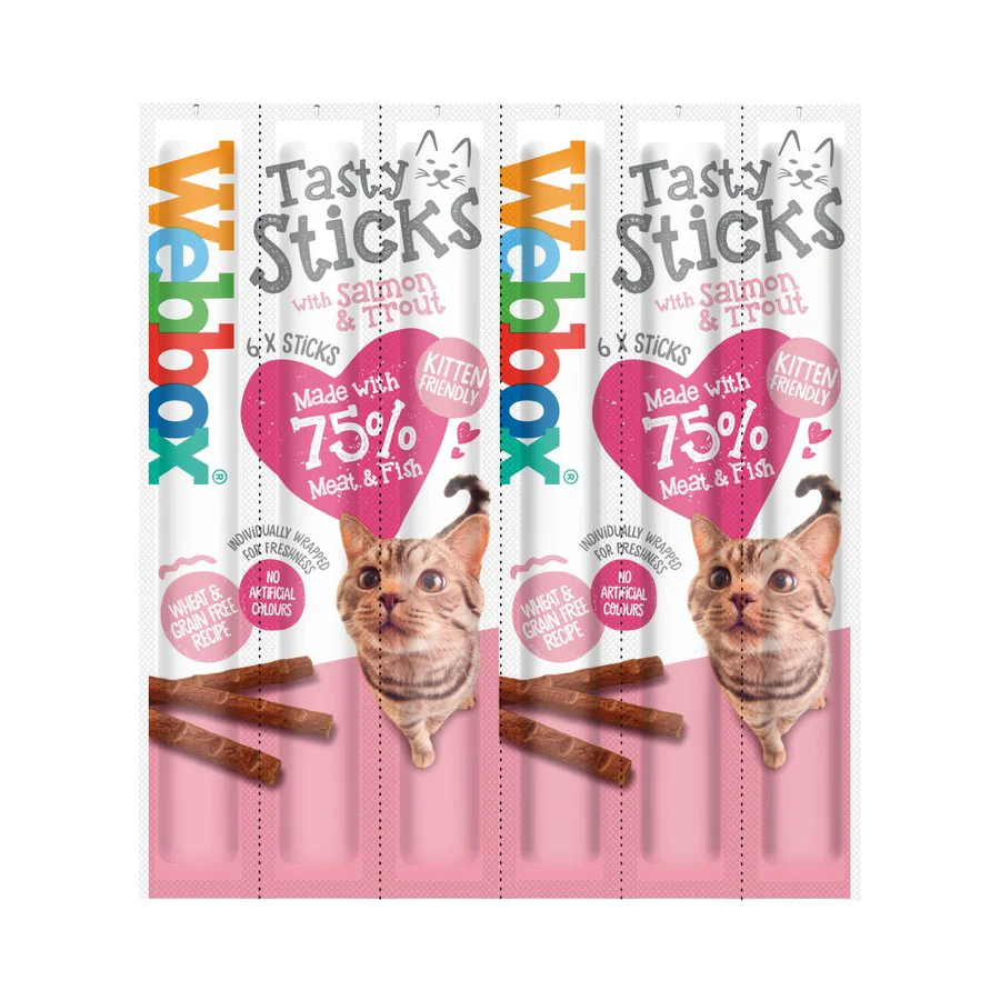 Carefully Designed Webbox Tasty Sticks Cat Treats Salmon Trout x6 Detailed