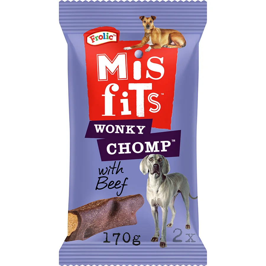 Elegant Misfits Wonky Chomp Medium Breed Adult Dog Treats Liver 170g Functional