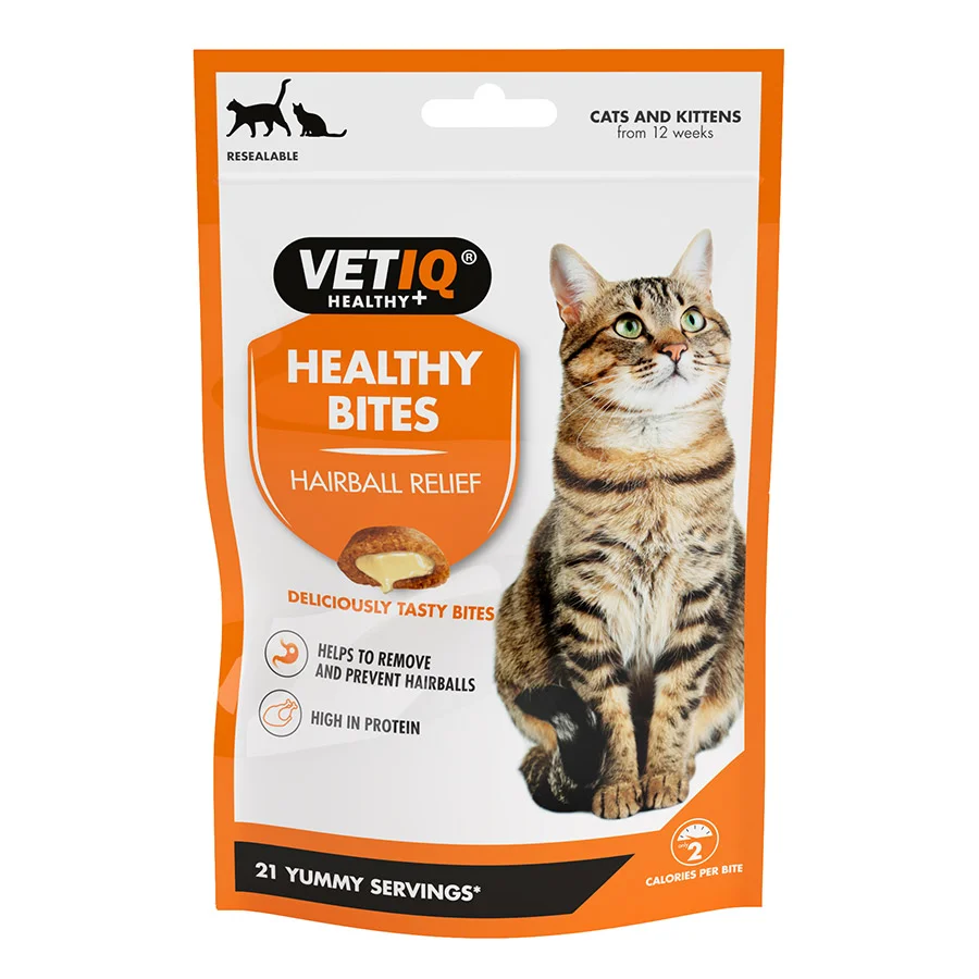 Optimized VetIQ Hairball Remedy Healthy Bites Treats for Cats Kittens 65g Original