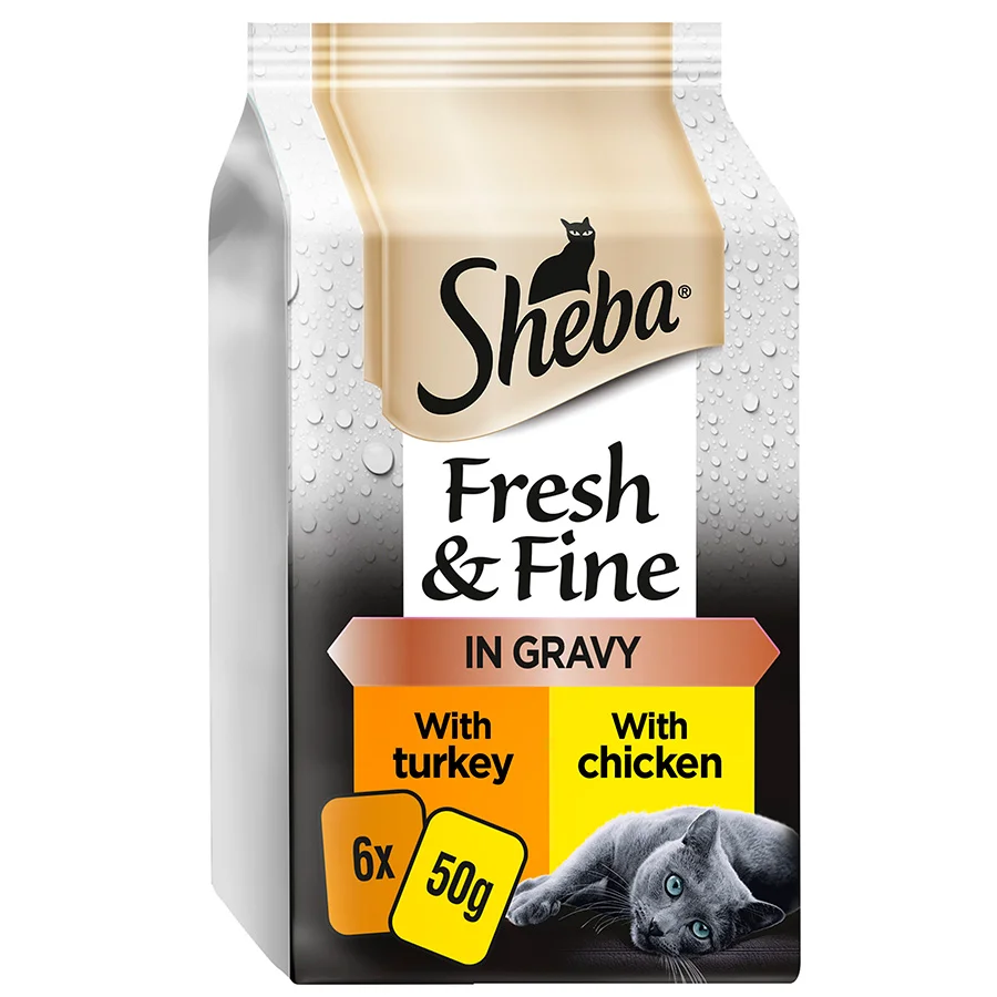 High-Grade Sheba Fresh Fine Adult Wet Cat Food Chicken Turkey Gravy 6x50g Long-Lasting