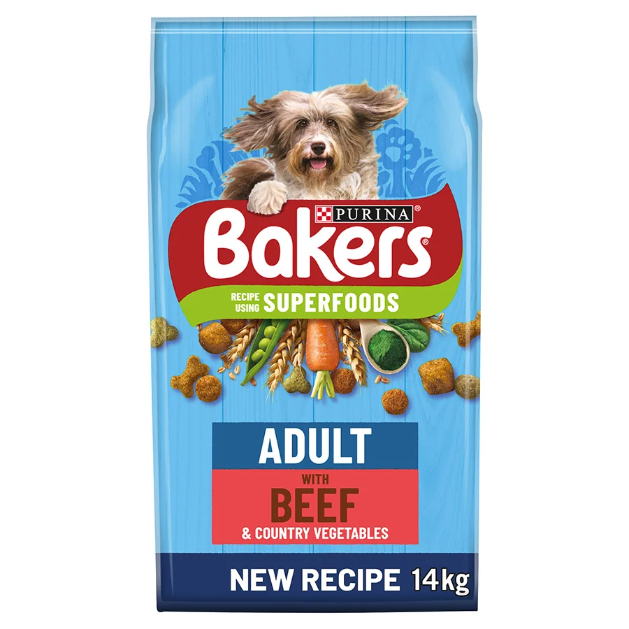 Superior Bakers Adult Dry Dog Food Beef Veg 14kg Minimalist