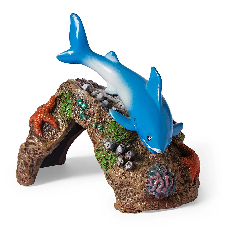 Classic Pets at Home Shark on Rock Aquarium Ornament Lightweight